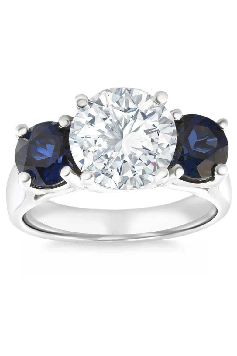 Certified 4Ct Diamond Blue Sapphire Engagement Ring 14k Gold Lab Grown, Main, color, 14k White Gold