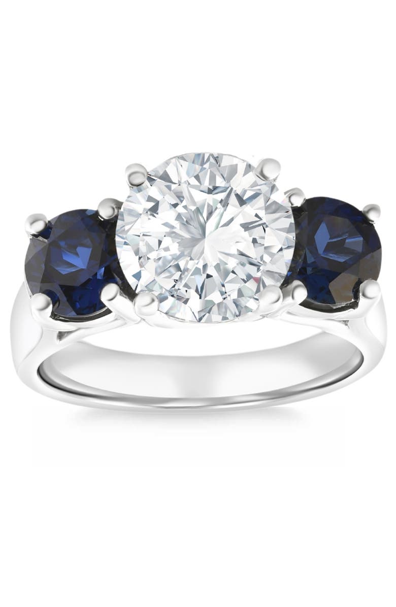 Bliss Diamond Certified 4Ct Diamond Blue Sapphire Engagement Ring 14k Gold Lab Grown, Main, color, 14K White Gold