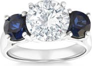 Bliss Diamond Certified 4Ct Diamond Blue Sapphire Engagement Ring 14k Gold Lab Grown