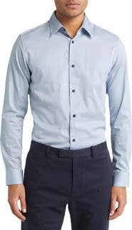 Ted Baker London Alham Slim Fit Herringbone Print Stretch Button-Up Shirt