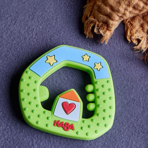 Haba Dreamland Silicone Teething & Grasping Baby Toy In Green
