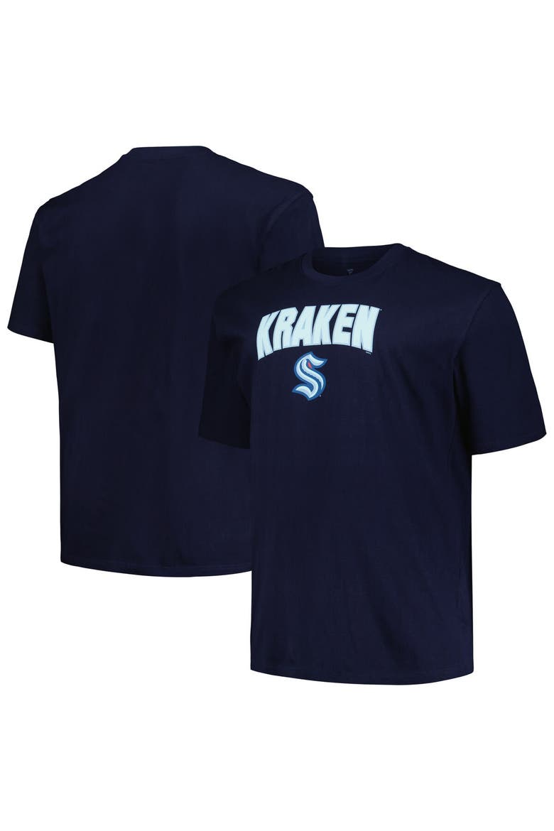 Men's Profile Navy Seattle Kraken Big & Tall Arch Over Logo T-Shirt, Main, color, Navy
