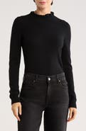 Sofia Cashmere Ruffle Mock Neck Cashmere Sweater