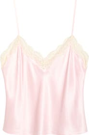 Reformation Teddy Lace Trim Silk Crop Camisole