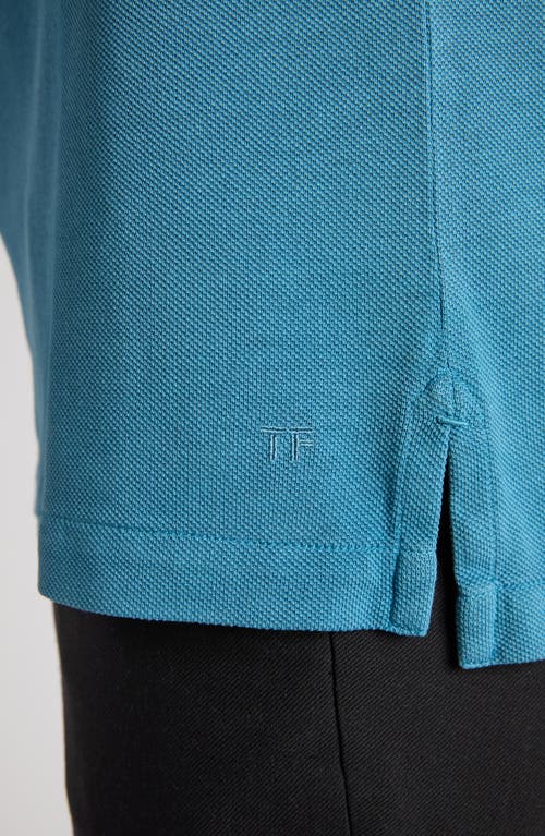 Tom Ford Lyocell & Cotton Piqué Polo In Hb651 Faded Blue