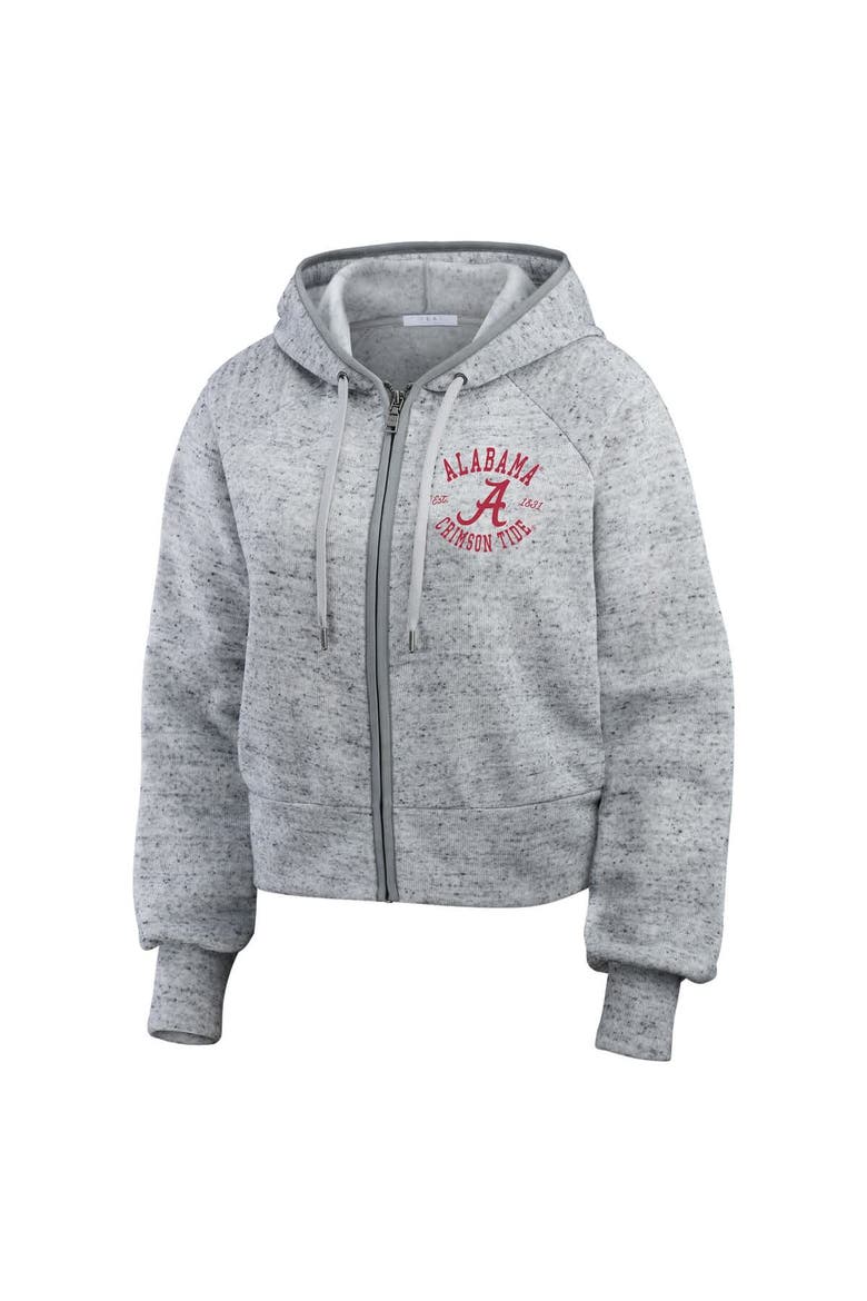 Women's WEAR by Erin Andrews Heather Gray Alabama Crimson Tide Wear Speckle Double-Hit Raglan Full-Zip Hoodie, Alternate, color, Heather Gray