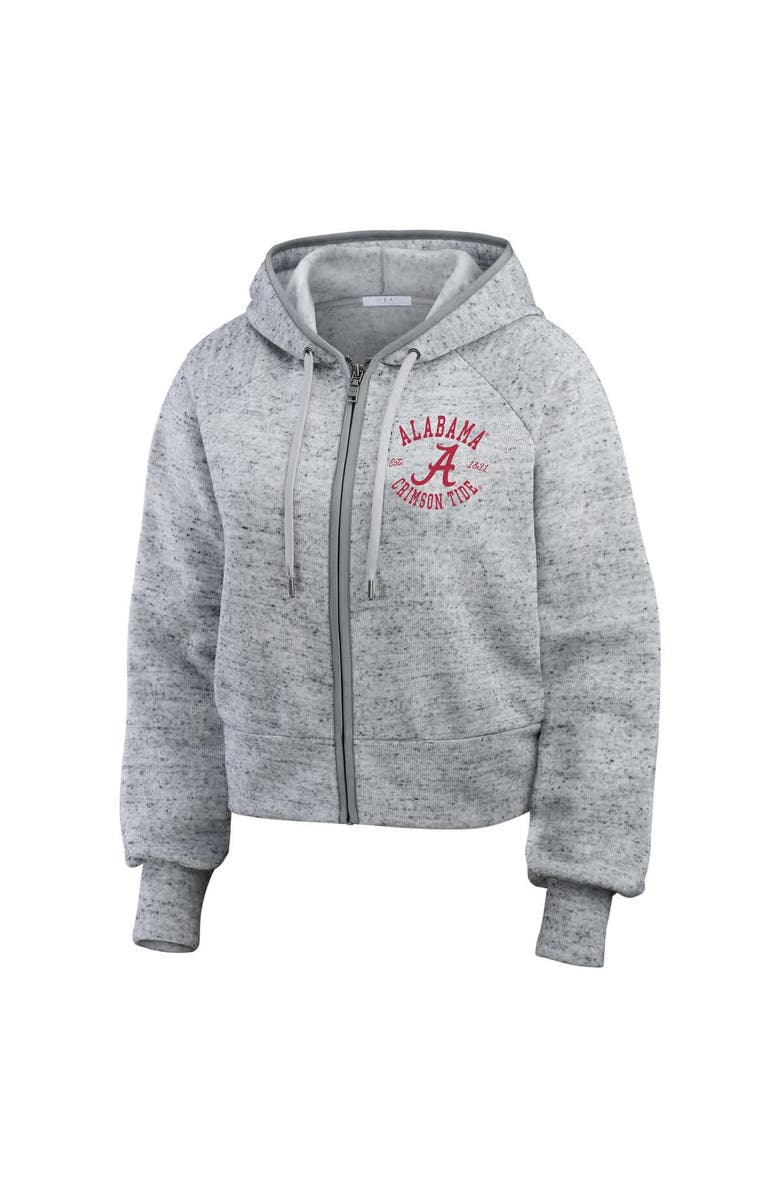 WEAR by Erin Andrews Women's WEAR by Erin Andrews Heather Gray Alabama Crimson Tide Wear Speckle Double-Hit Raglan Full-Zip Hoodie, Alternate, color, Heather Gray