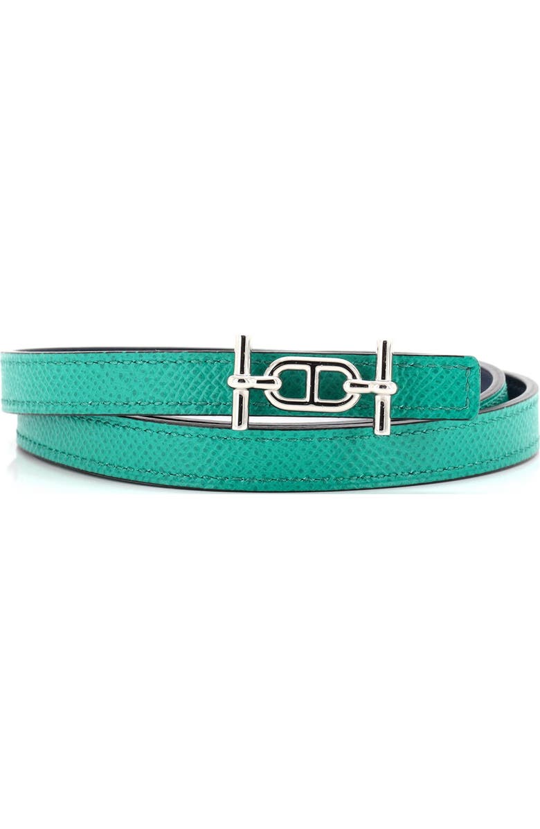 Pre-Owned Hermes Ancre Reversible Belt Leather Thin, Main, color, Green
