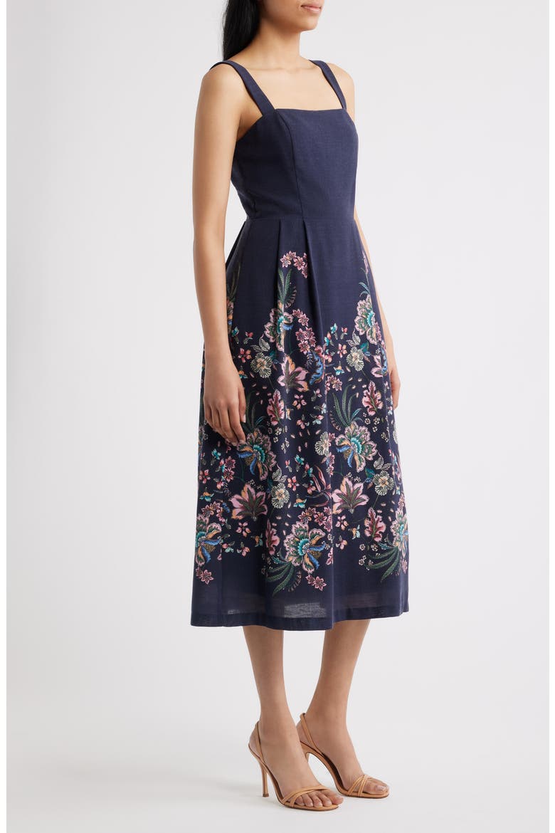 Floral Print Sleeveless Midi Dress, Alternate, color, NAVY MULTI