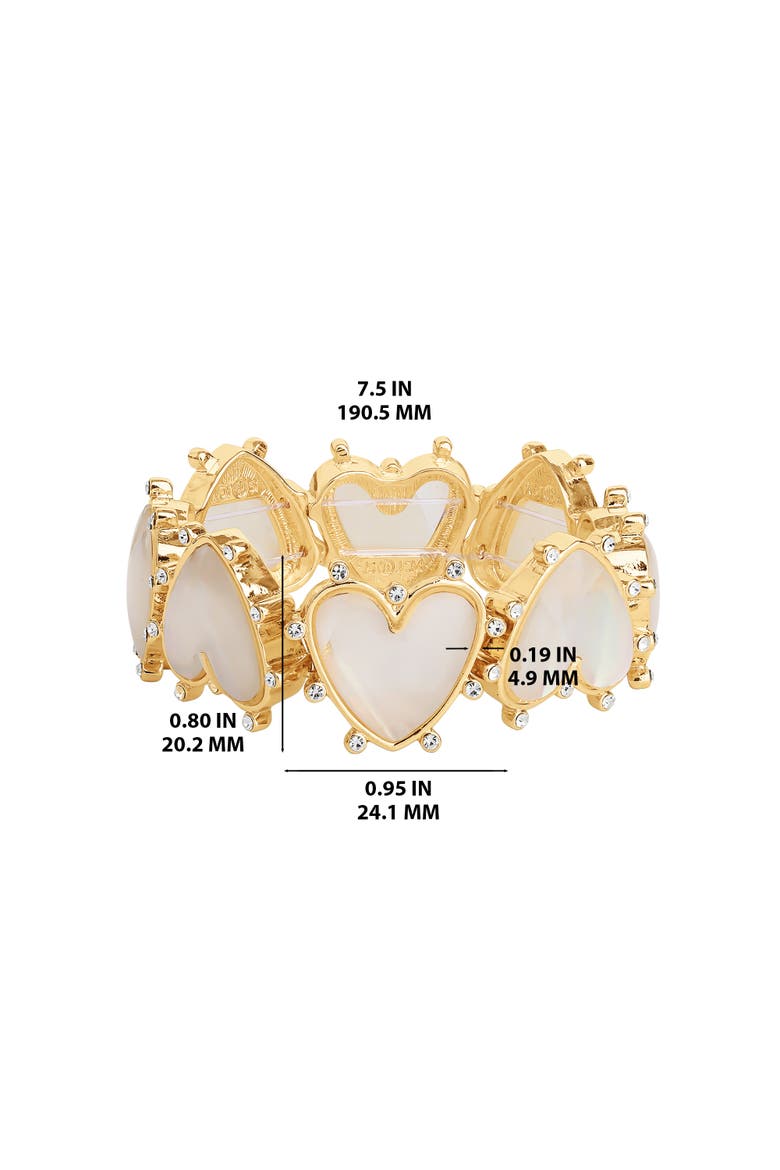 Gold-Tone Heart Bracelet with Rhinestone Embellishments, Alternate, color, Gold, white