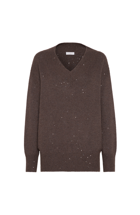 Cashmere and silk diamond yarn sweater