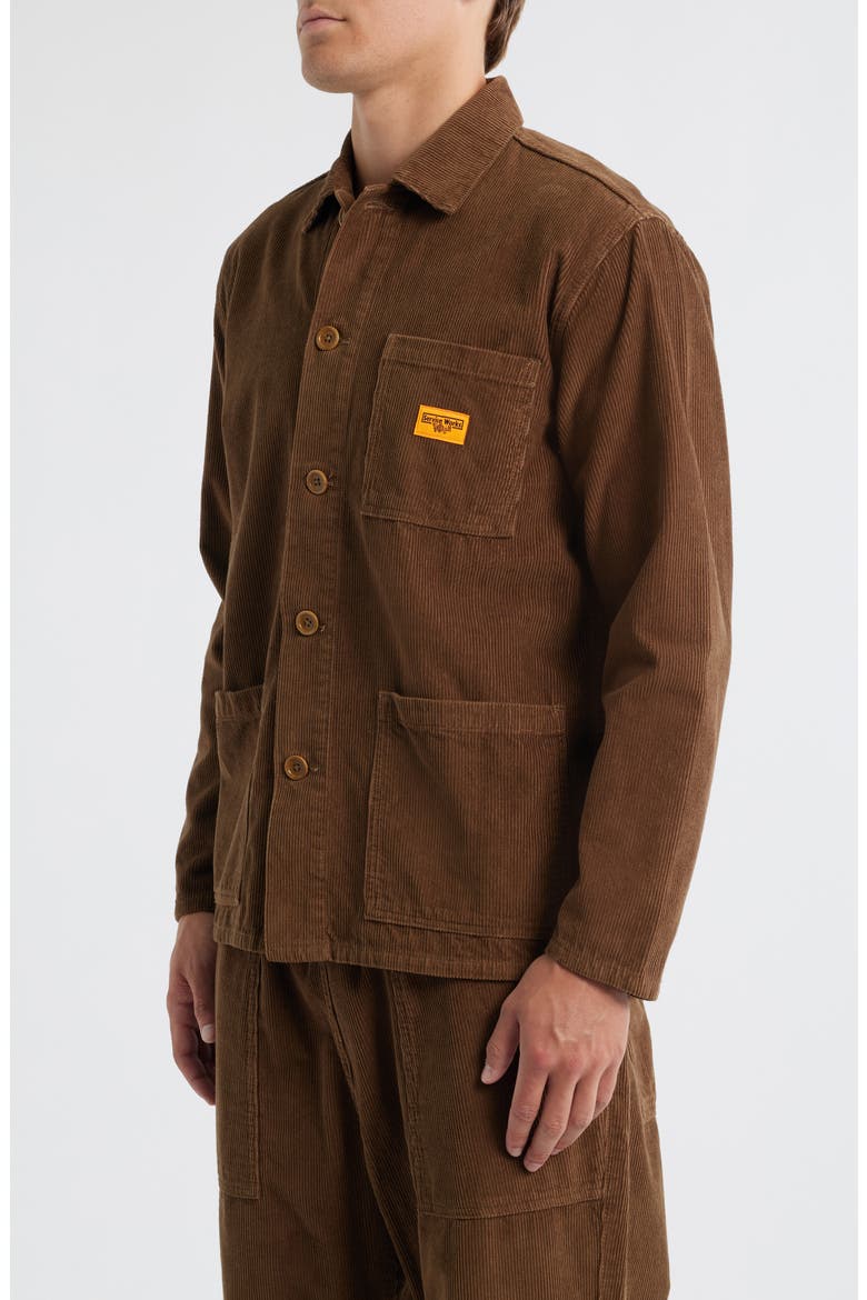 Organic Cotton Corduroy Button-Up Chore Coat, Alternate, color, BARK