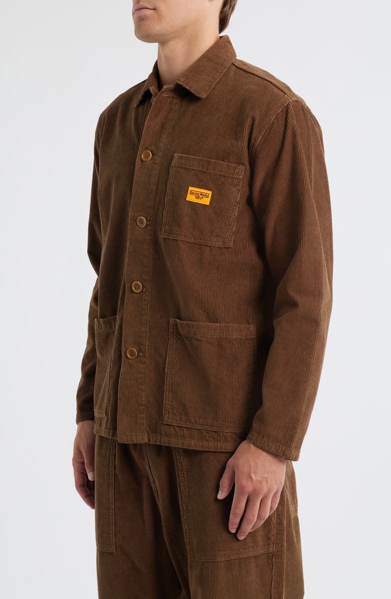 Service Works Organic Cotton Corduroy Button-Up Chore Coat, Alternate, color, Bark