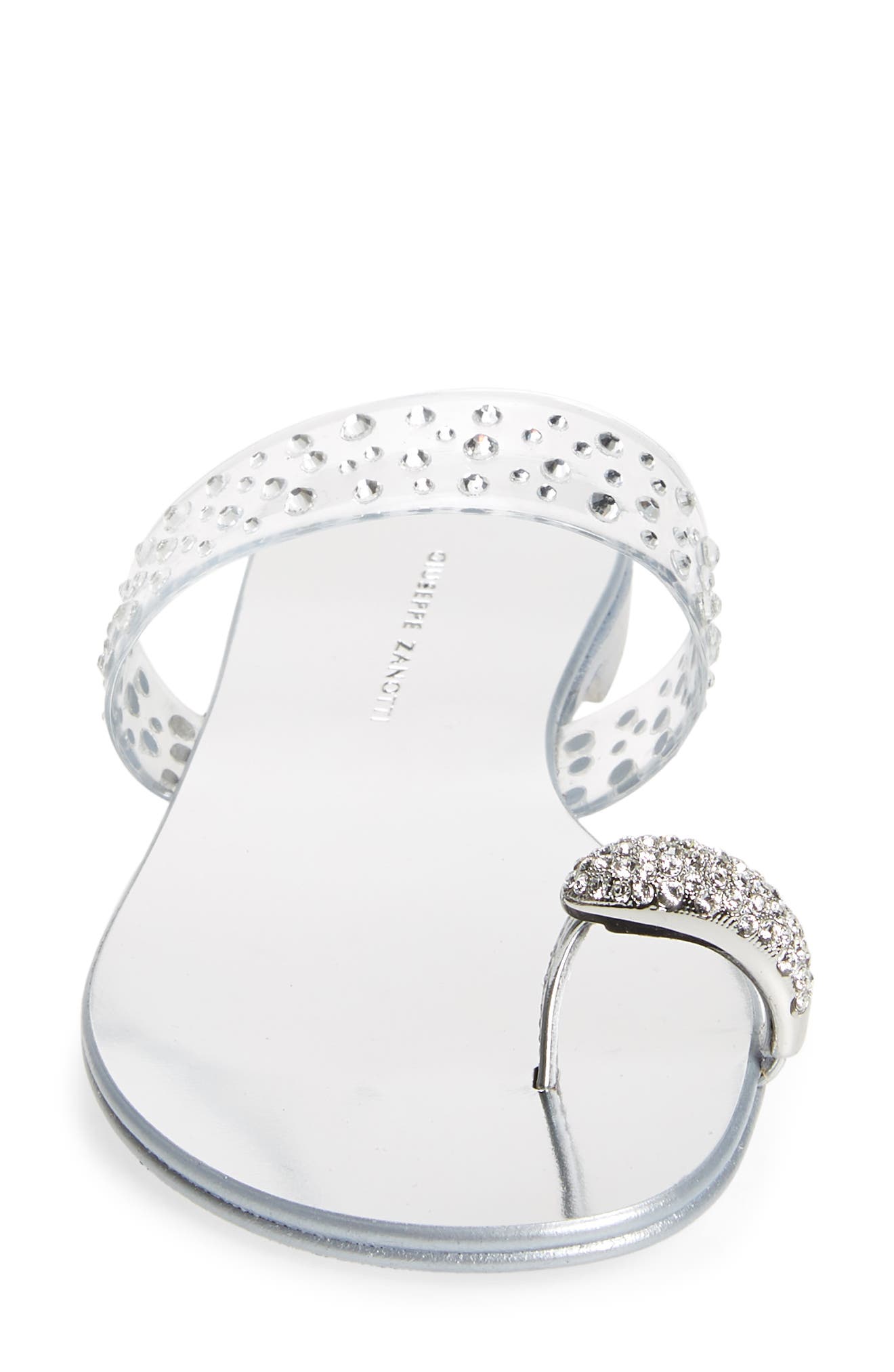 Giuseppe Zanotti Crystal Embellished Toe Strap Slide Sandal, Alternate, color, 