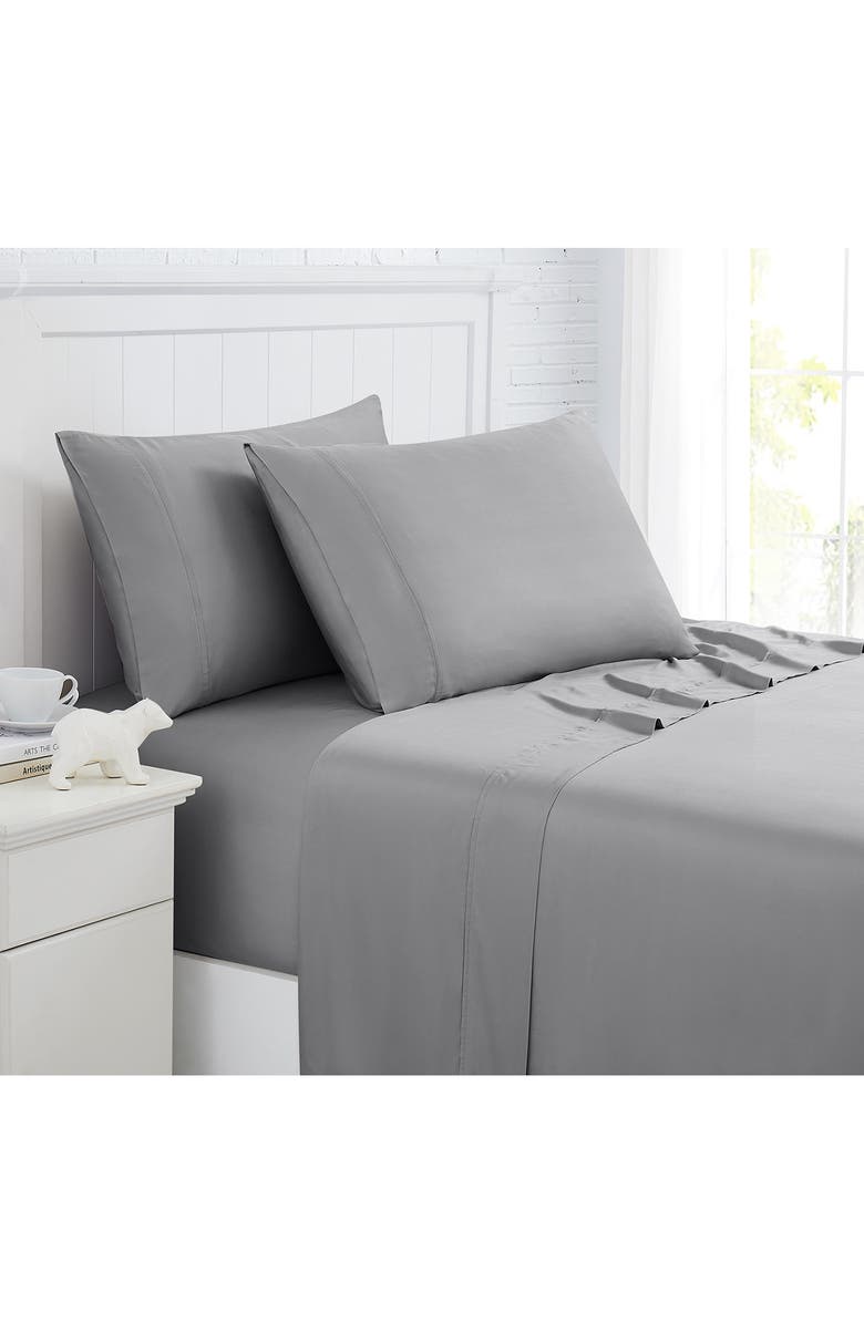 SOUTHSHORE FINE LINENS Premium Luxury Viscose Sheet Set, Main, color, Steel Grey