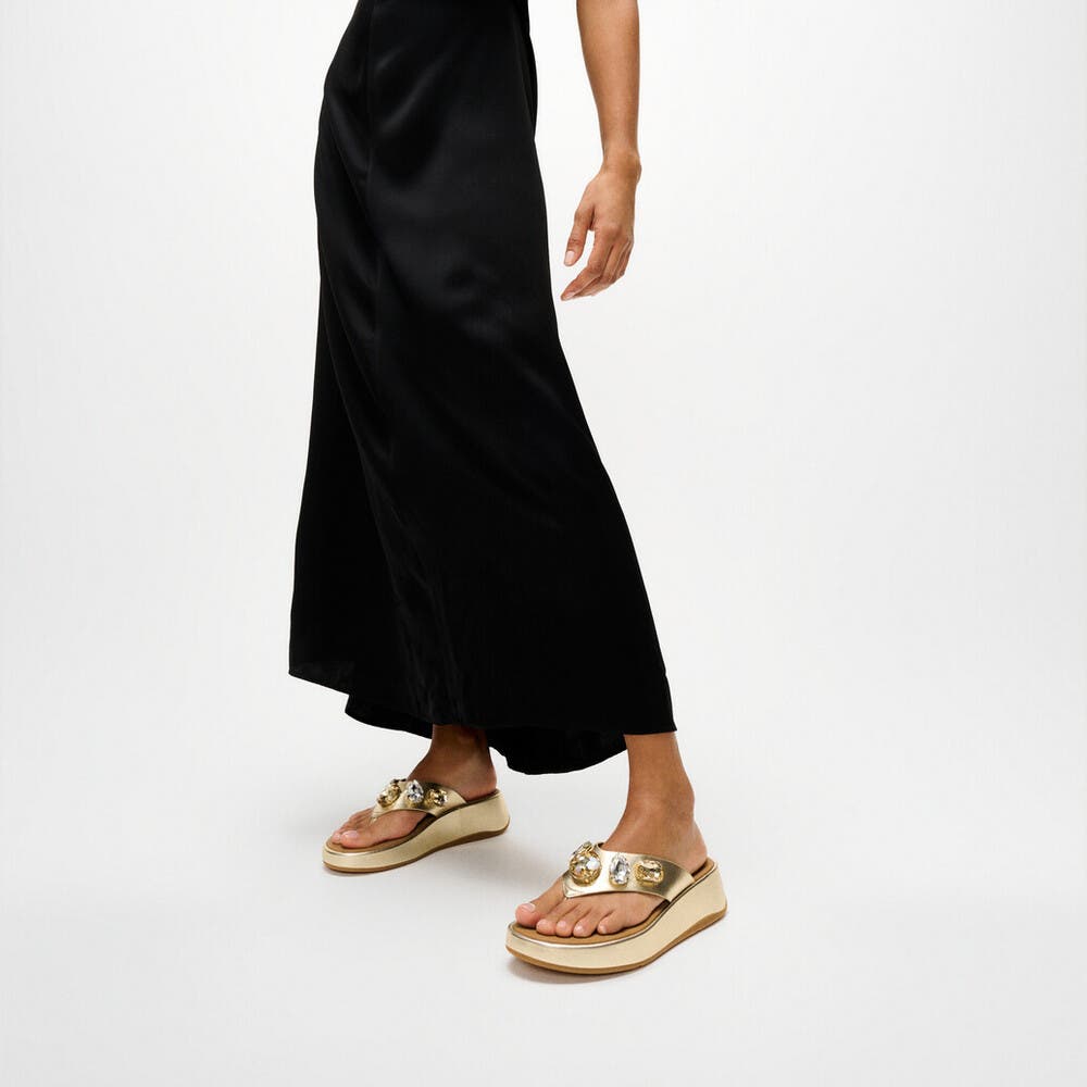 FitFlop F-Mode Ultra-Jewel TP Sandal, Alternate, color, Platino