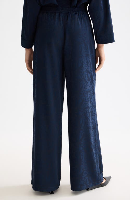 Scotch & Soda Eleni Jacquard High Waist Wide Leg Pants In Blue