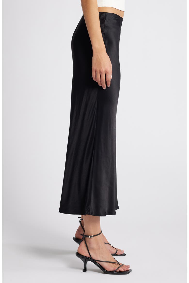 Anya Satin Midi Skirt, Alternate, color, BLACK