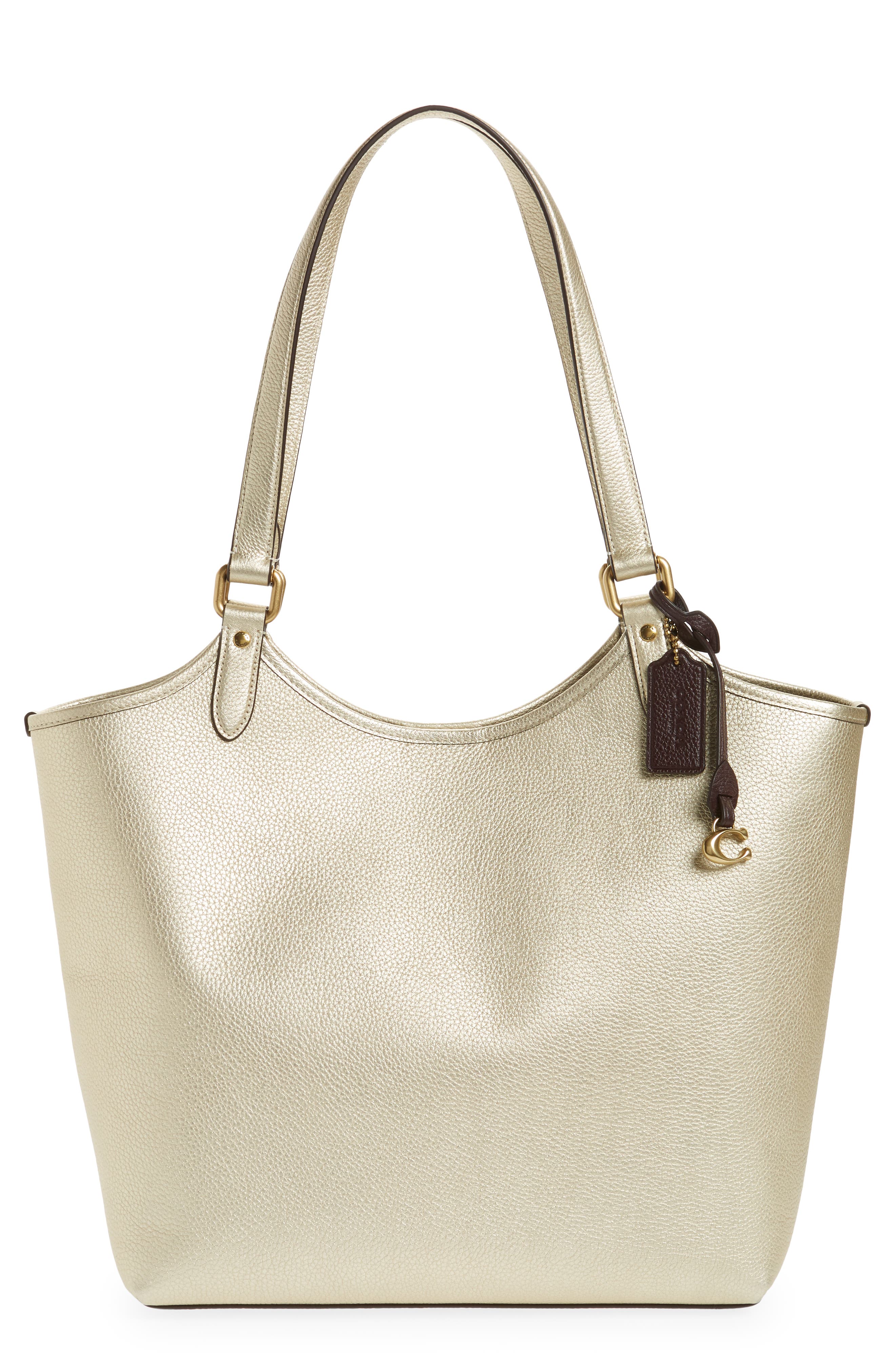 COACH Metallic Leather Everyday Tote Bag, Main, color, 