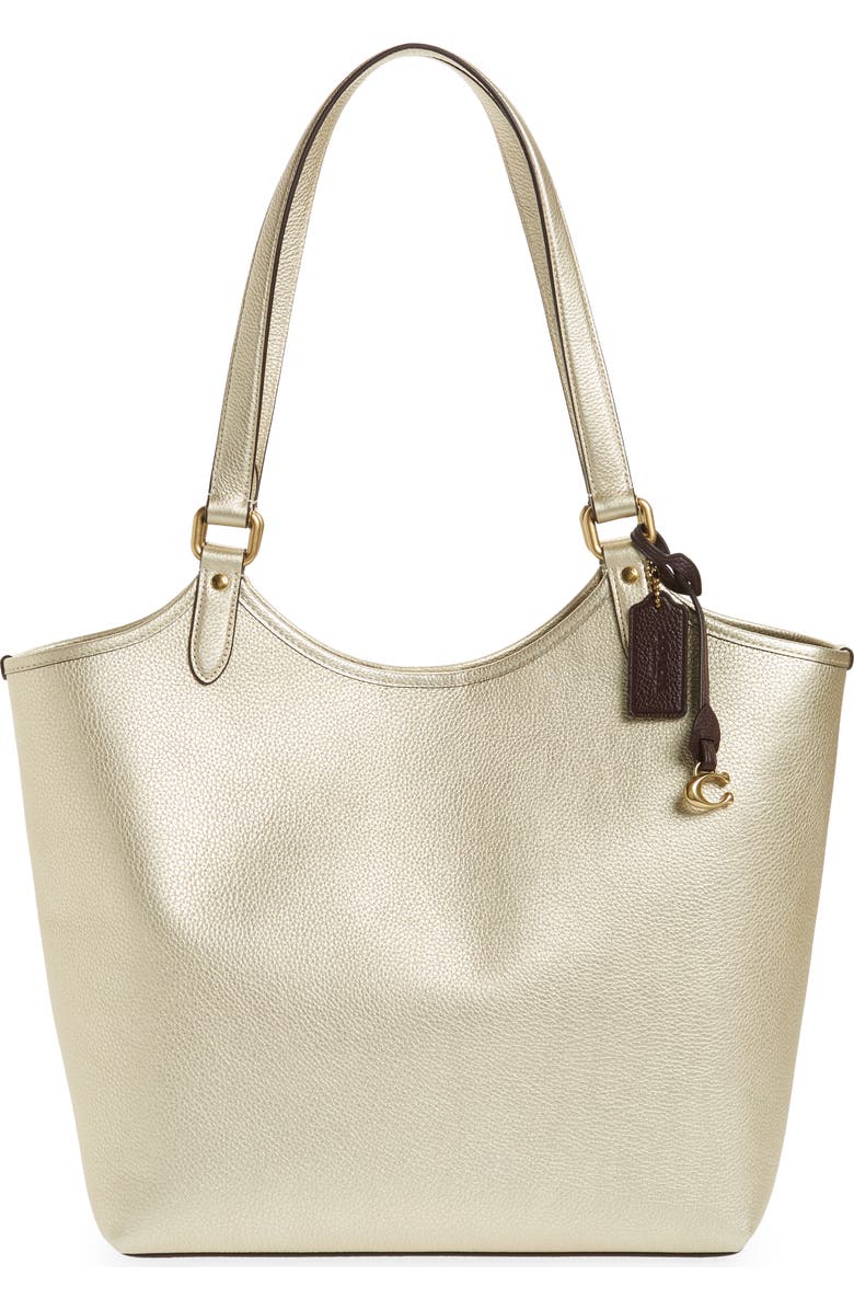 COACH Metallic Leather Everyday Tote Bag, Main, color,