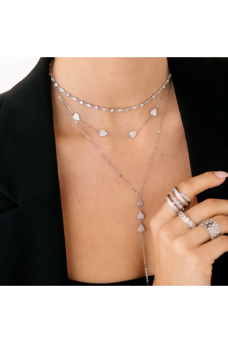 Pave Heart Lariat, Main, color, Silver