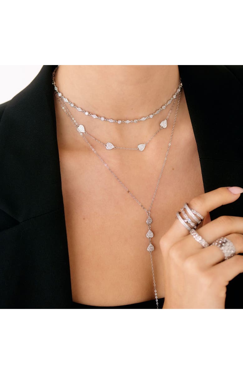 Mazin Jewels Pave Heart Lariat, Main, color, Silver