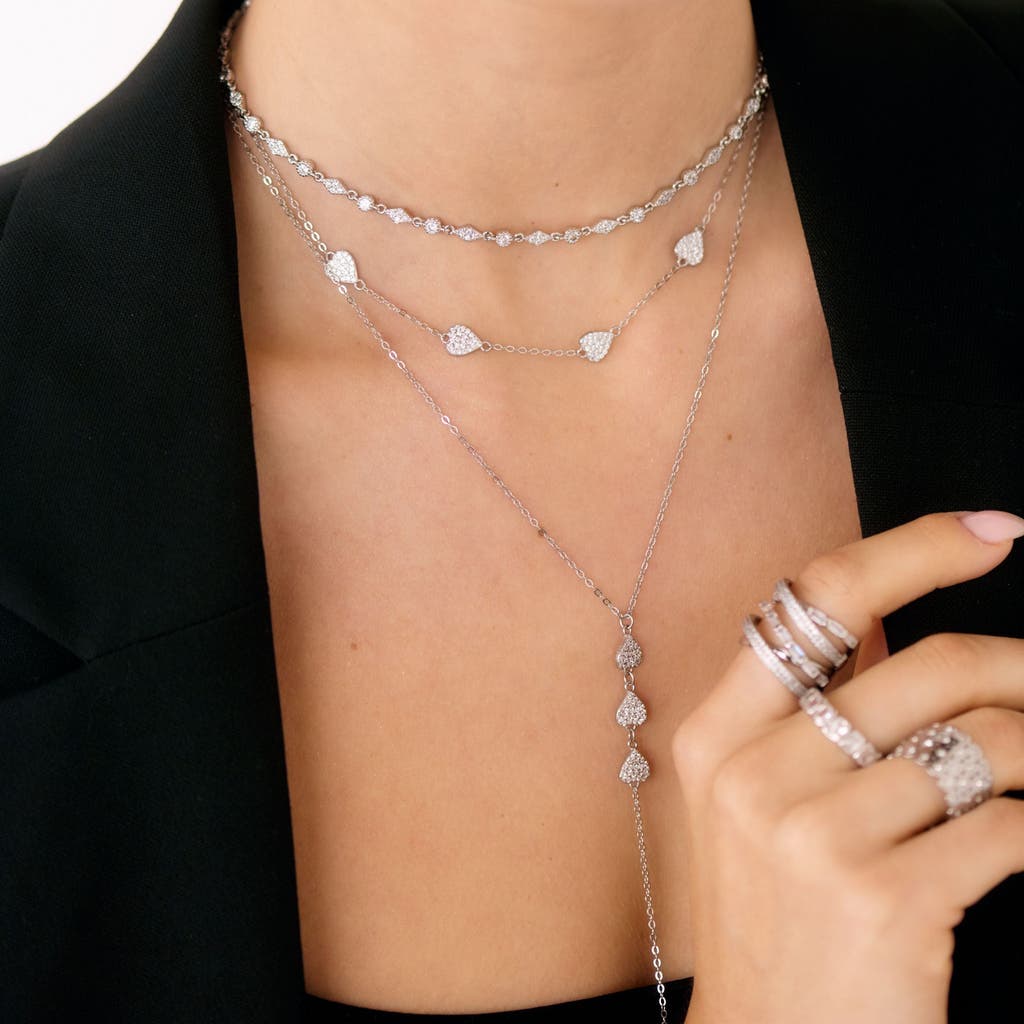 Mazin Jewels Pave Heart Lariat