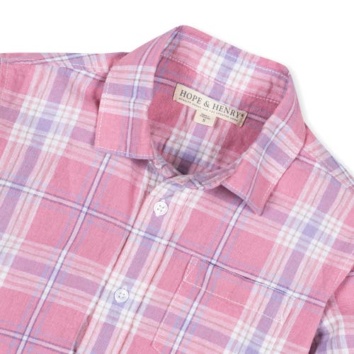 Shop Hope & Henry Boys' Linen Button Down Shirt, Kids In Tea Room Pink Plaid