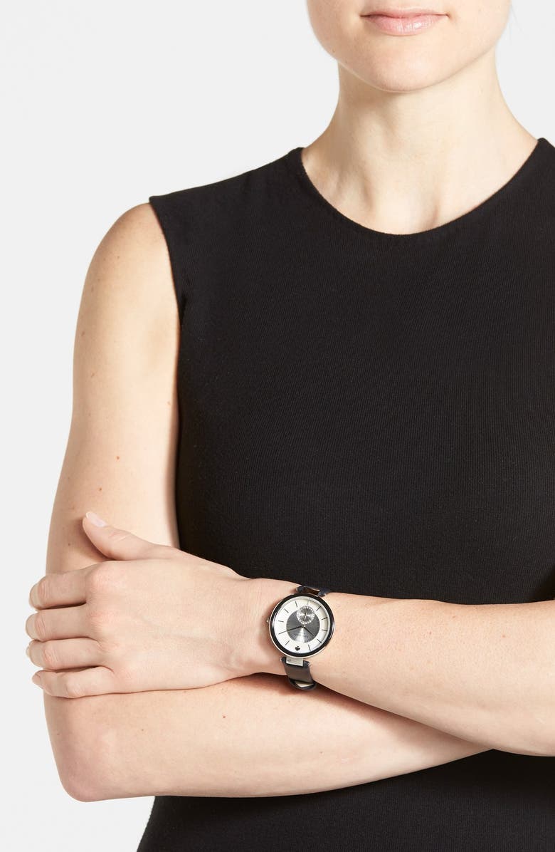 Kate Spade New York 'perry' crystal accent leather strap watch, 38mm, Alternate, color, 