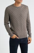 Jack Victor Crewneck Merino Wool Cable Sweater