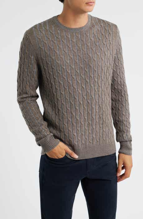 Jack Victor Crewneck Merino Wool Cable Sweater
