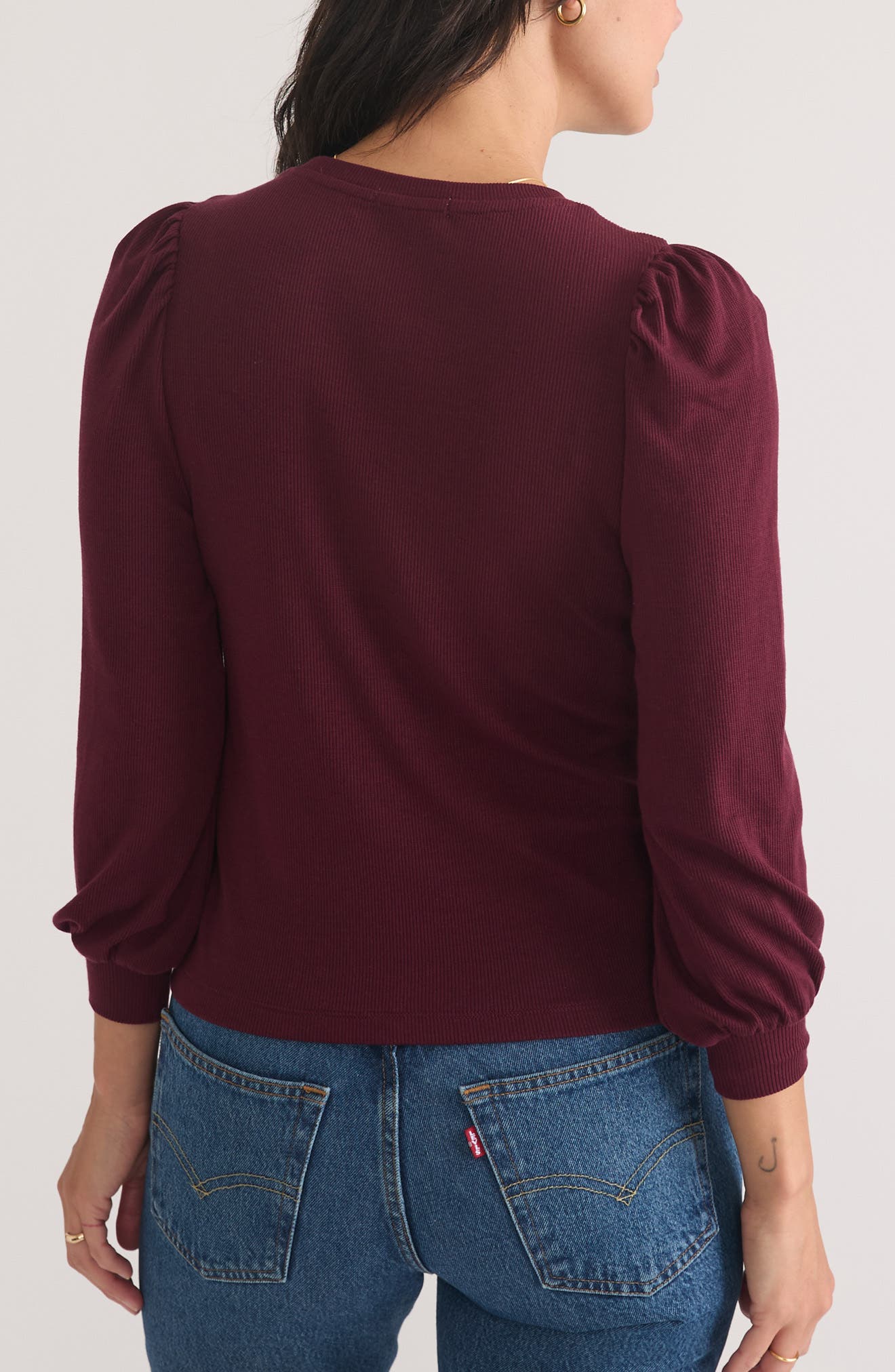 Lexi Puff Sleeve Rib Top - image 2