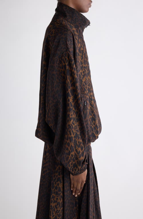 Balenciaga Oversize Leopard Print Tracksuit Top In Brown