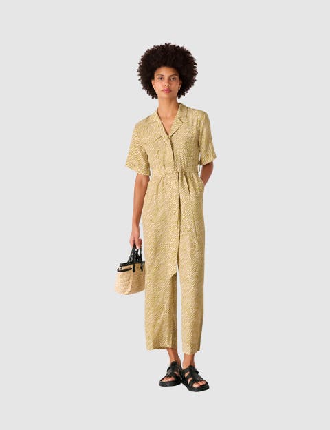 Kelly Tiger Flame Cropped Jumpsuit