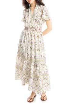 MAX STUDIO Smocked Flutter Sleeve Maxi Dress