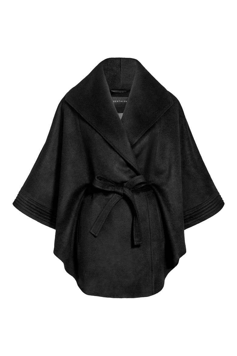 Baby Alpaca & Wool Cape, Alternate, color, BLACK