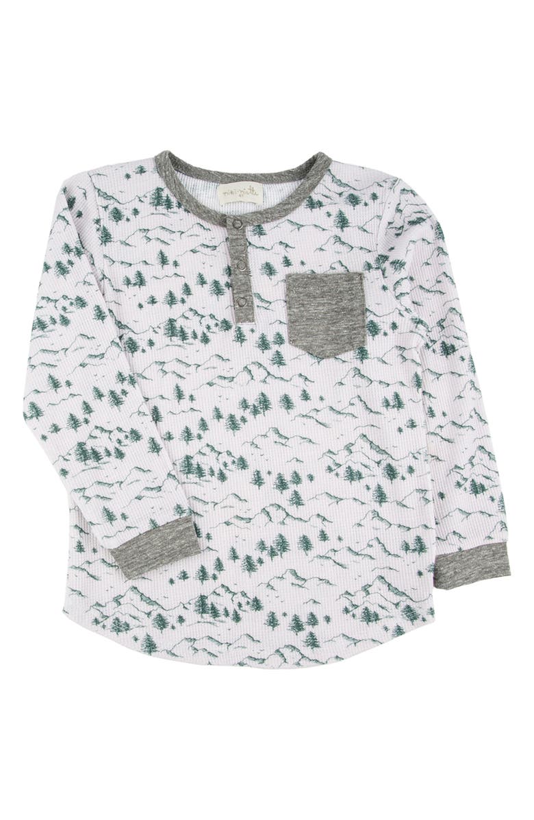 Miki Miette Kids' Alpine Print Waffle Henley, Main, color,
