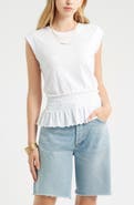 Treasure & Bond Smocked Waist Peplum Muscle Tank