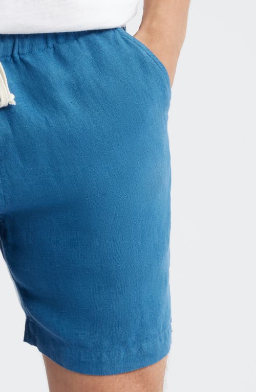 Alex Crane Bo Linen Drawstring Shorts In Blue