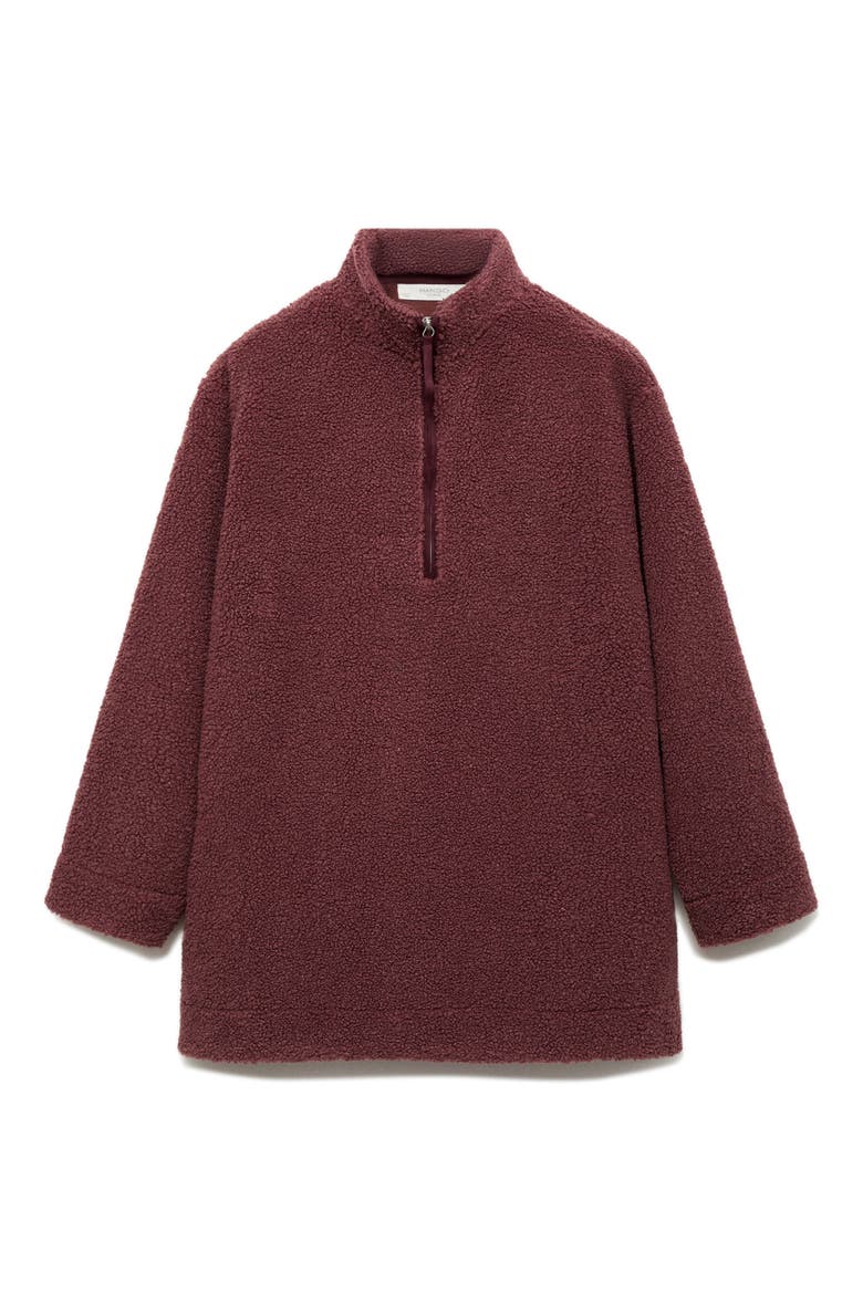 Oversize High Pile Fleece Half Zip Pullover, Alternate, color, RUSSET