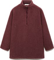 MANGO Oversize High Pile Fleece Half Zip Pullover