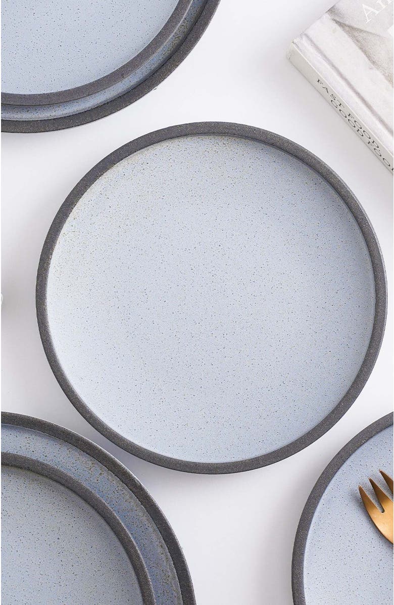 Stone Lain Tina Stoneware 4-Piece Salad Plate, Alternate, color, Blue And Gray