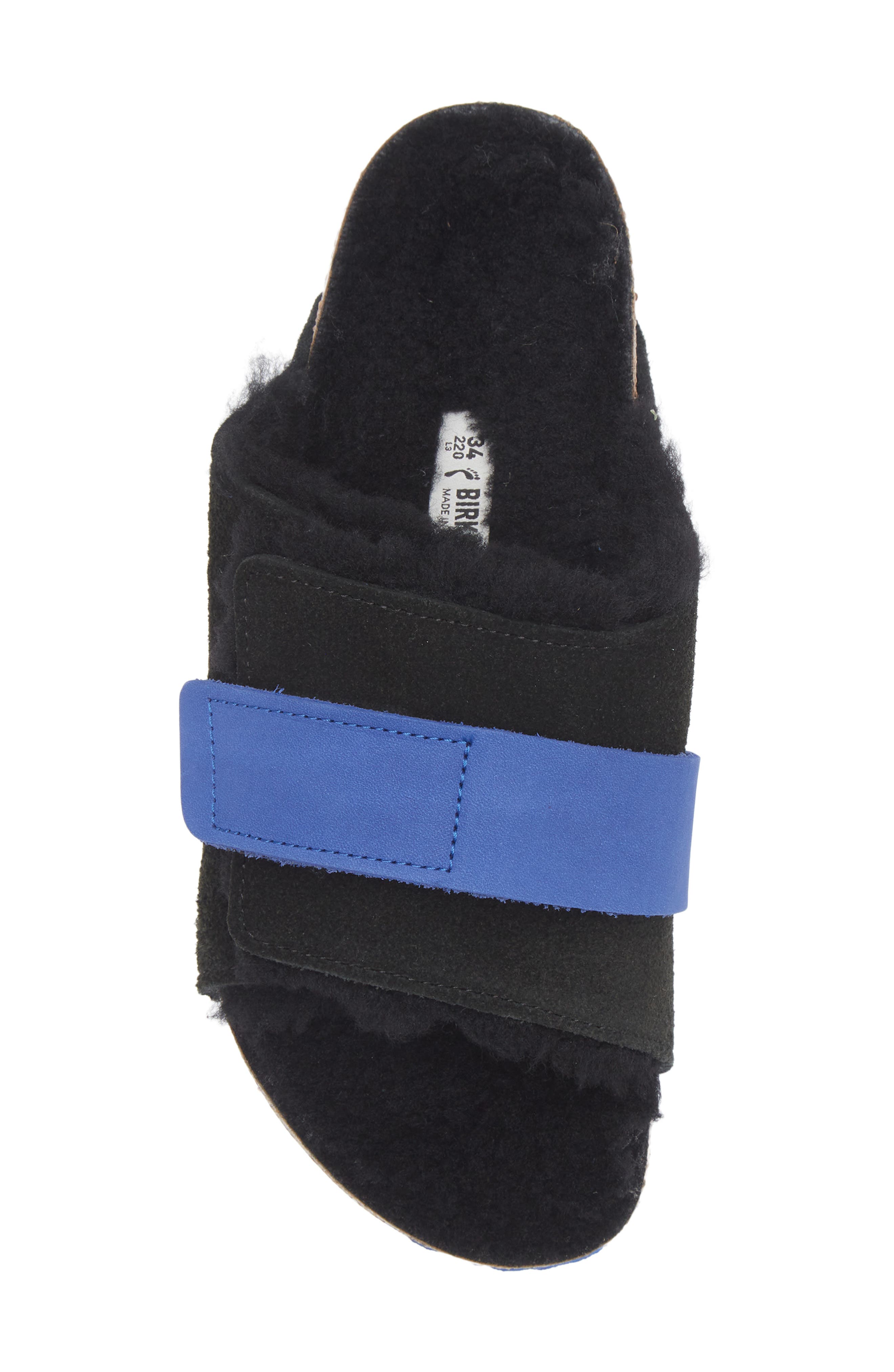 Birkenstock Kids' Kyoto Genuine Shearling Lined Slide Sandal, Alternate, color, Black