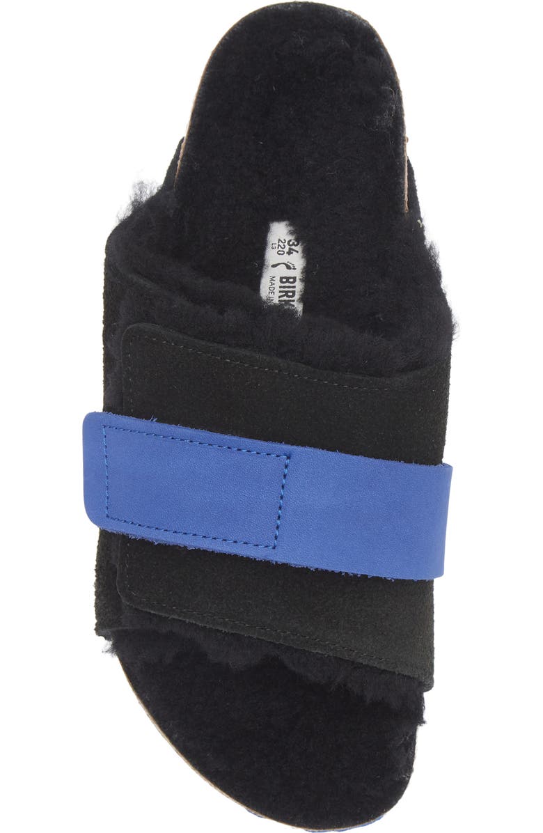 Birkenstock Kids' Kyoto Genuine Shearling Lined Slide Sandal, Alternate, color, Black