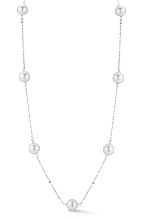8mm Freshwater Pearl Station Necklace