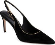 L'AGENCE Vichy II Leather Trimmed Pointed Toe Slingback Pump