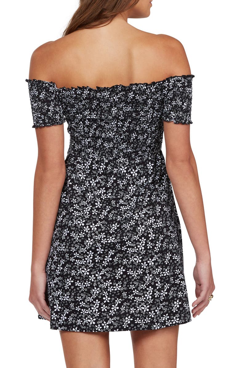 Roxy Off the Shoulder Smocked Cotton Dress, Alternate, color,