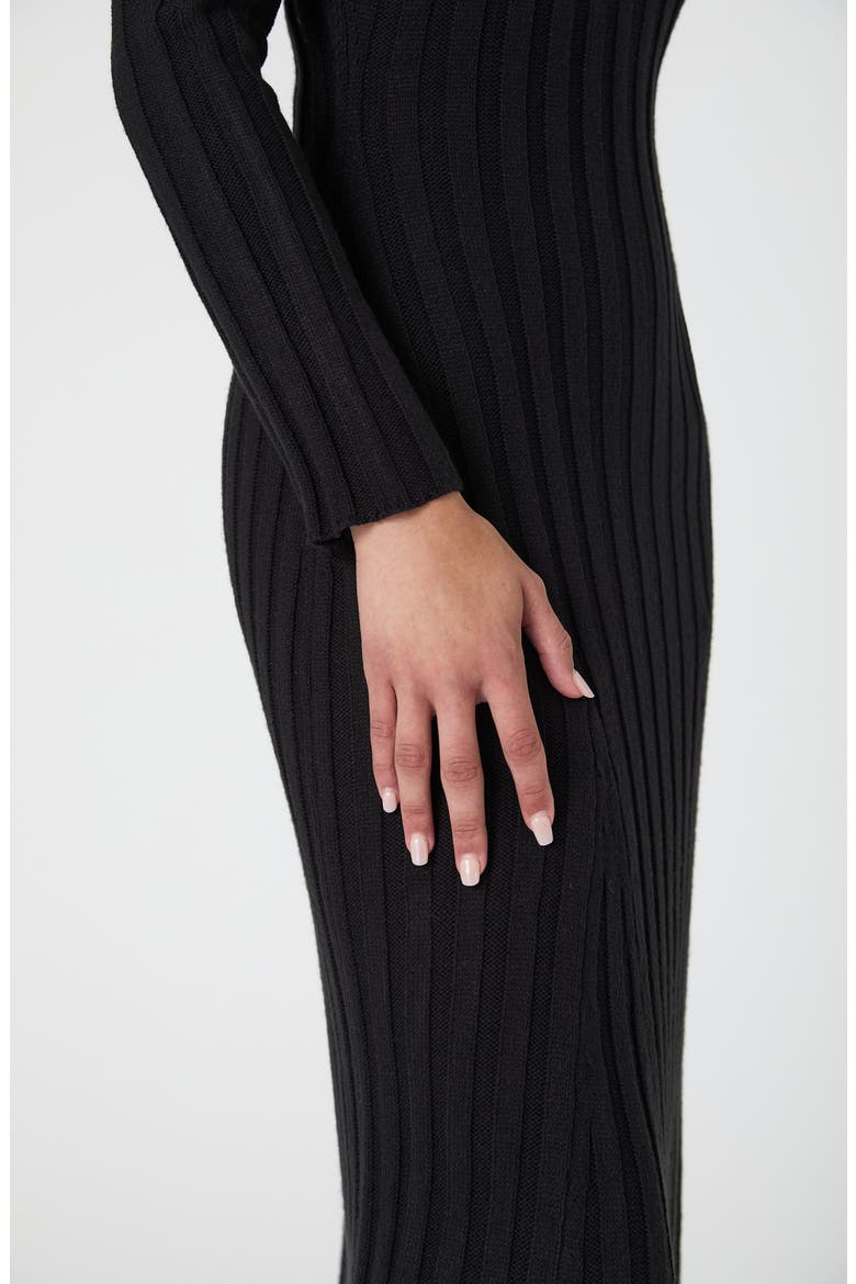 Long Sleeve Rib Maxi Sweater Dress, Alternate, color, BLACK