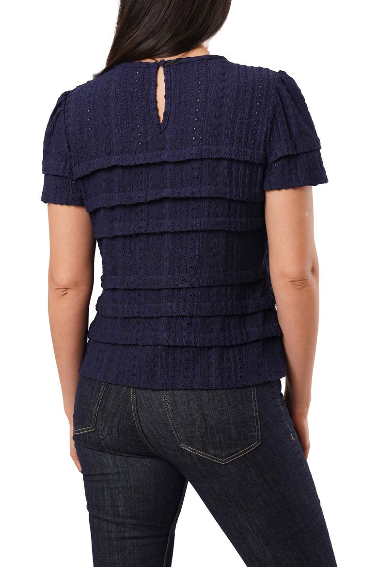 Eyelet Ruffle Top, Alternate, color, NAVY