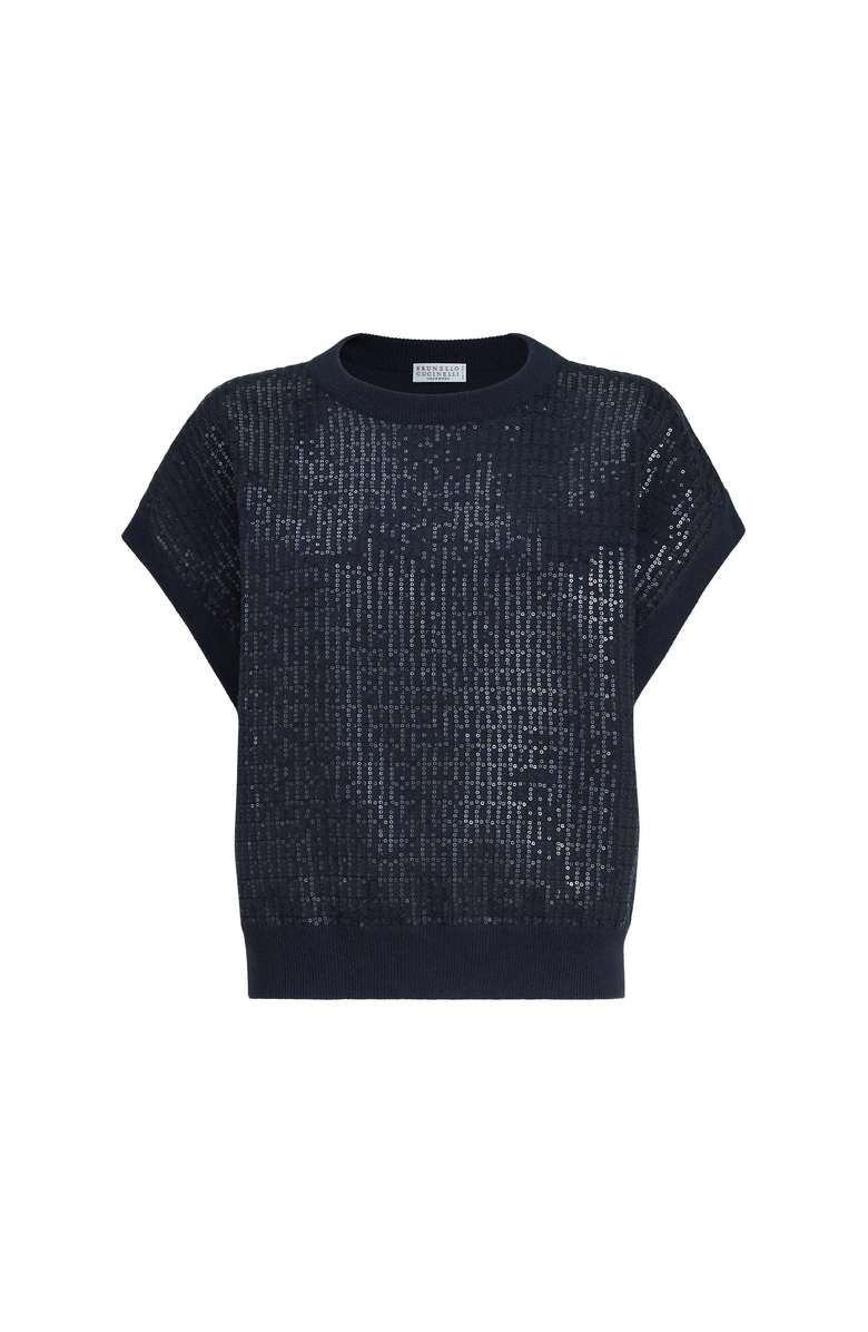 Brunello Cucinelli Dazzling Embroidery sweater, Main, color, Blue